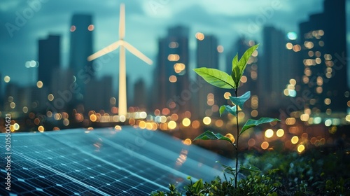 Renewable energy cityscape and plant