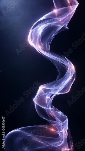 Blue glowing smoke abstract shape. Liquid energy flow in dark space. Artificial intelligence data Stream visualization. Science fiction background concept art.
