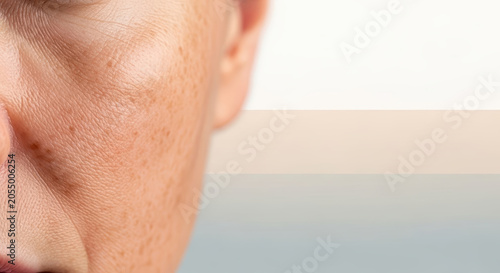 Close-up of pigmentation spots on skin for dermatology and skincare analysis