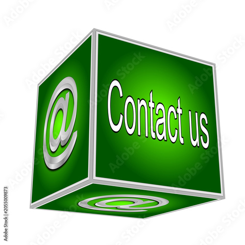 Cube with contact us - 3D illustration