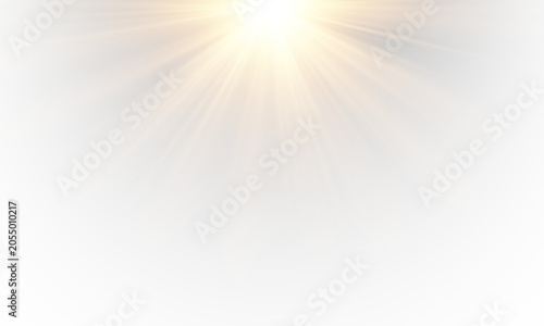 Fotografie Png Yellow star light with sun and radiant sunlight rays in golden tone flashed with sparkles sun isolated on background
