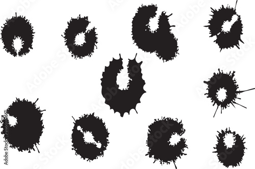 Vászonkép Collection of black hole silhouettes on white background