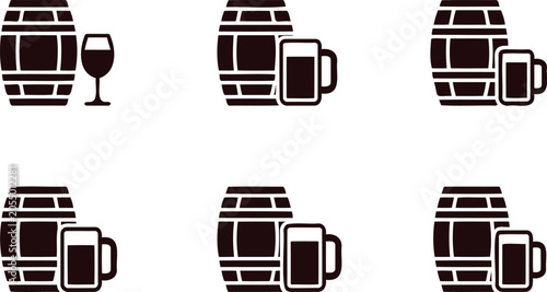 Obraz na płótnie Seamless pattern of wine barrel and beer mug icons on white background