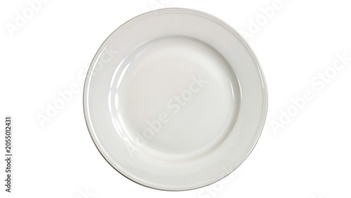 Fotografie Empty blank round white ceramic plate tableware template isolated on transparent
