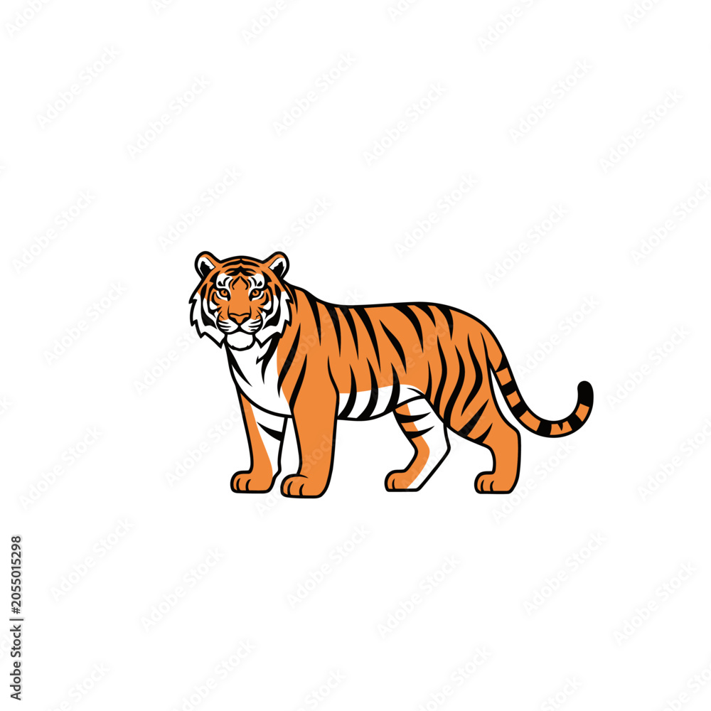 Obraz premium Powerful Standing Tiger Vector Illustration