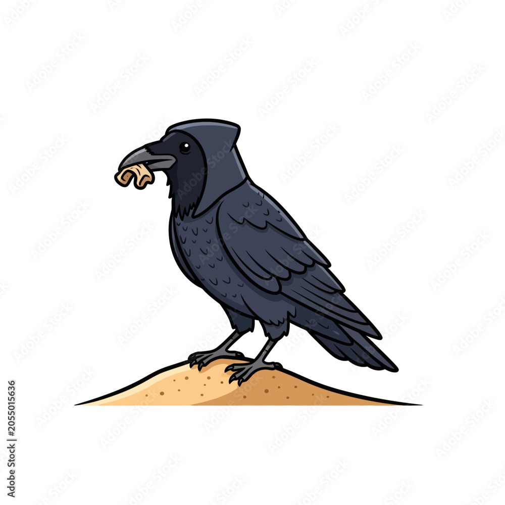 Obraz premium Mysterious Hooded Crow Holding a Secret Scroll