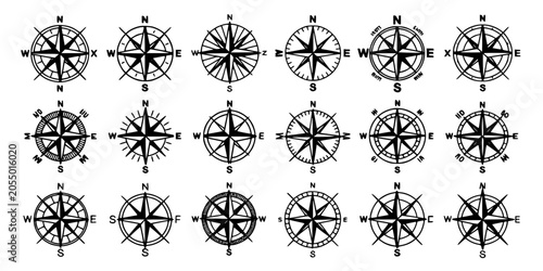 Foto Compasses Arranged in a Grid Pattern with Directional Indicators for Navigation