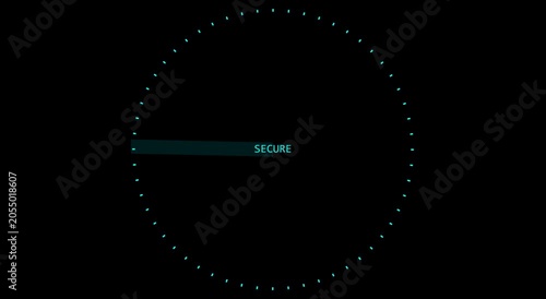 Digital security radar scanner with secure status indicator animation cyber