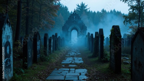 old cemetery in the morning