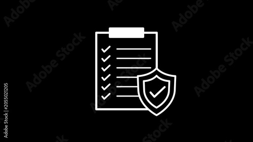 4K Clipboard Checklist Icon Animation with Shield Tick Task Verification Motion