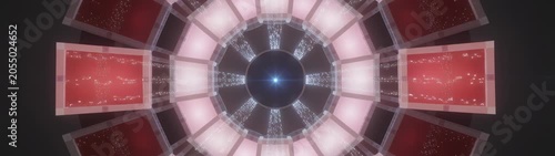 Abstract tunnel with glowing elements and digital information streams Conceptualizing advanced technology and scientific research.