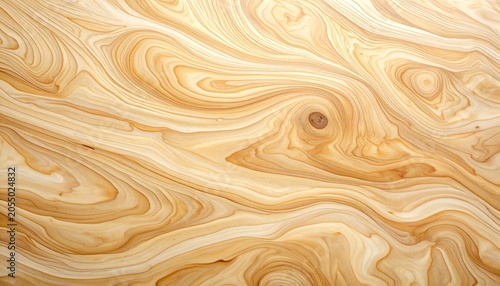 Close-up of a Light Brown Wood Grain Texture with Swirling Patterns.
