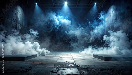 Dramatic Stage Lighting with Smoke and Fog Effects.