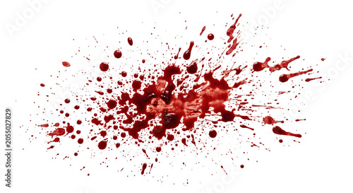 Canvastavla Violent red blood splatter and messy dripping stain