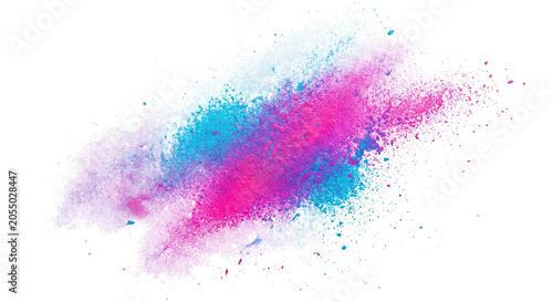 Foto Vibrant pink and blue holi powder paint color splash