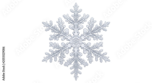 фотографія Intricate transparent ice crystal winter snowflake with symmetrical branches