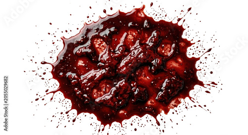 Bild auf Leinwand Gruesome thick red blood puddle with coagulated clots