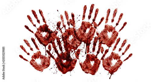 Fotografie Creepy red bloody bare footprints walking forward