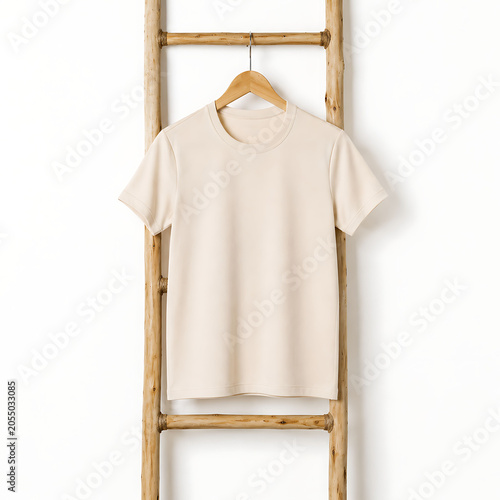 Blank White T Shirt Hanging Mockup, Clean Apparel Template, Minimal Clothing Display for Print Design