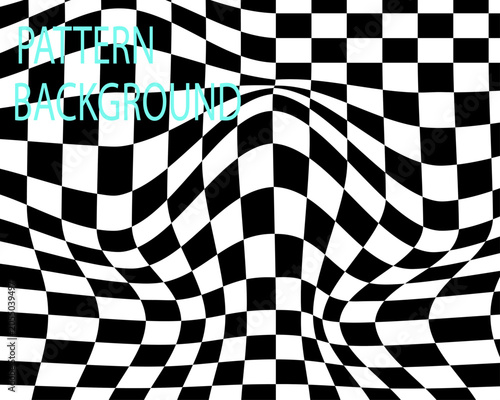
Black and White Warped Bulging Checkerboard Optical Illusion Pattern Background for Psychedelic Hypnotic Op Art and Digital Design Projects
