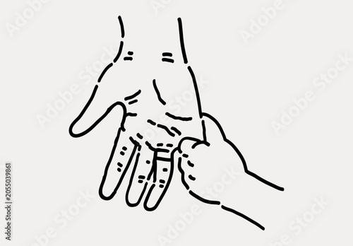 Little Hand Holding Parent's Finger. No AI