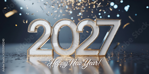 2027 happy new year greeting with confetti