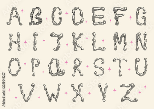 Y2K style pixel alphabet. Vector bitmap icons for tech projects, IT startups, esports, music covers, posters, UI illustrations, and more