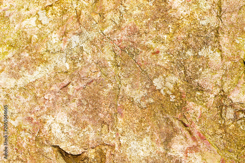 Bilde på lerret Yellow, rust and pink-red tones indicate altered volcanic rocks  formed by iron oxidation and possible gossan zones linked to copper-lead-zinc mineralization