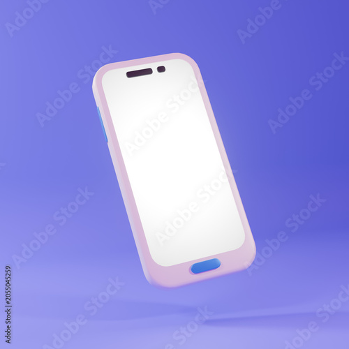 3D Rendered Smartphone Mockup on Blue Background
