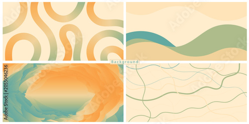 Fotografie Abstract organic shapes and wavy line background collection in earth tone colors