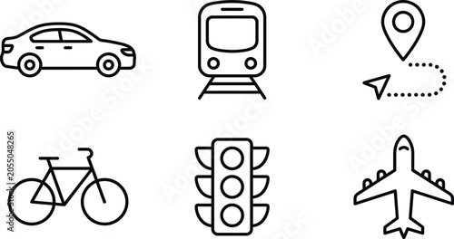 Foto Vector icons of various transportation modes
