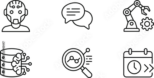Set of modern line style technology icons for business and design