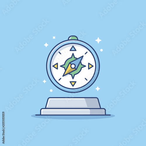 Fotografia A flat vector illustration of a navigational compass on display