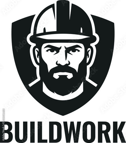 Construction worker icon with silhouette styles, safety helmet vector illustration isolated on white background for industry and labor design.contractor supervisor . construction site . 