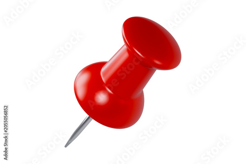 фотографія A single red thumbtack on a white background, ready to mark a spot or attach a document
