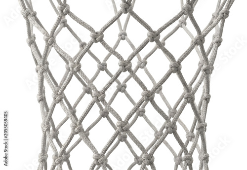 Close-up macro shot of basketball net texture with geometric diamond pattern against Isolated on Transparent Background