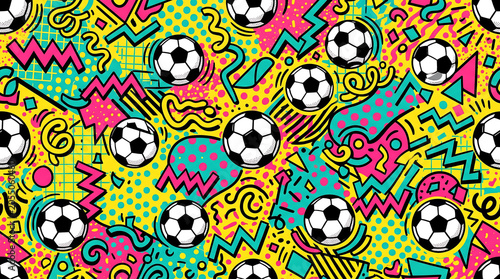 Vibrant pop art contemporary graphic pattern collage filled with multiple neon colored repeating prints