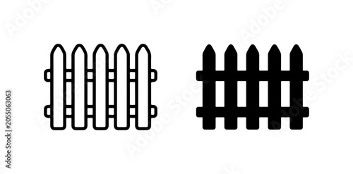 Picket Fence Icons, Garden Boundary Symbols, Outdoor Border Graphics