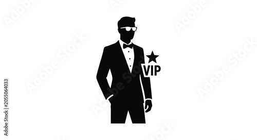 Canvastavla Man In Suit With Bowtie And V I P Text Black Silhouette