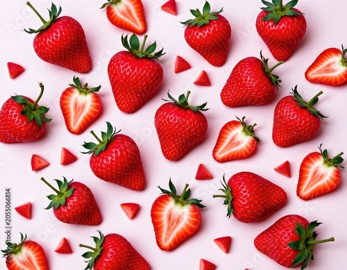 Vibrant Strawberry Still Life with Swirling Background