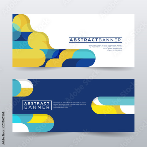 Modern abstract geometric banner template set with rounded shapes