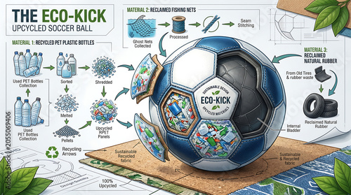 Clean flat sustainability infographic banner mapping green global eco friendly initiatives recycling data charts