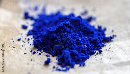 Vibrant crushed lapis lazuli pigment powder in intense blue