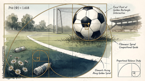 Precise studio photography composition profiling a standard leather football positioned over clean minimal desk