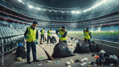 Stadium cleaning crew