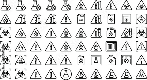 Konstfotografi Chemical hazard and laboratory safety warning signs set including toxic flammabl
