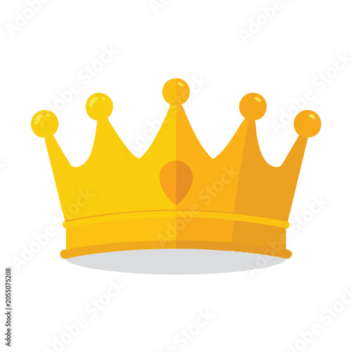Flat Vector Icon of a Golden Royal Crown Symbol.