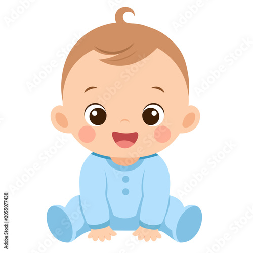 Cute Baby Boy Sitting Together Vector Illustration