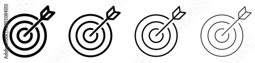 Fényképezés Set of target with arrow icons in line art style with editable stroke weight