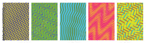 Bild auf Leinwand Abstract vector poster set with linear gradients and geometric distortion patterns